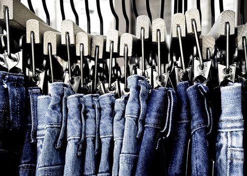 blue jeans on rack