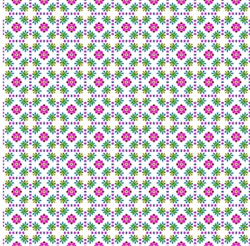 texture of repeating pink flower shapes on white