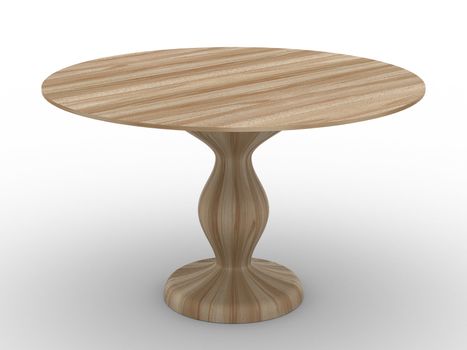 wooden table on white background. Isolated 3D image