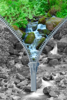 Small wood falls. A summer landscape
