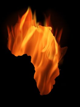 The hot fire is burning in the country of Africa