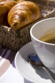 french breakfast, coffee and croissant