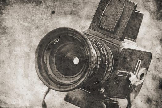 old photo camera in retro design look