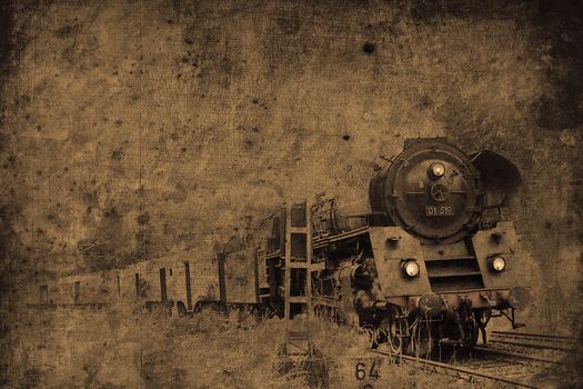 old steam locomotive in retro design look