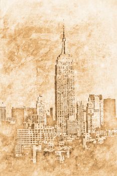 old New york downtown in retro design look