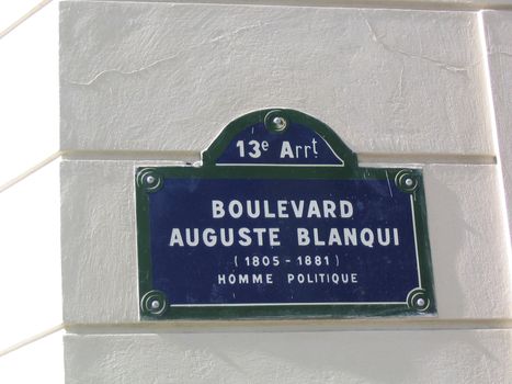 Boulevard Auguste Blanqui street sign, Paris France