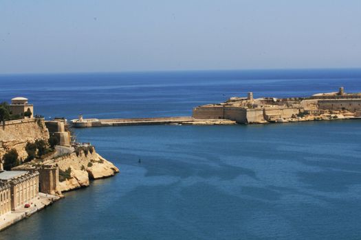 break water in the valletta harbour in Malta