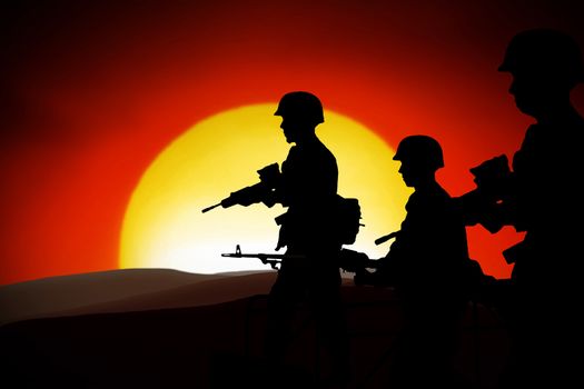 silhouettes of any Soldiers in back light
