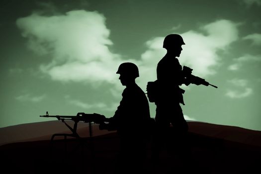 silhouettes of any Soldiers in back light