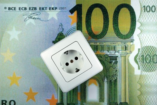 white socket on a Euro bank note