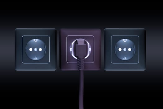 three little sockets of electricity in a wall