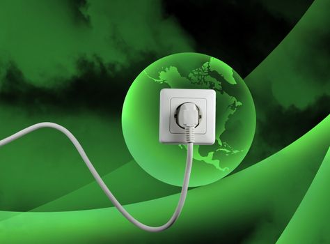 white socket on a bautiful green world free energy