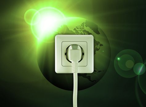 white socket on a bautiful green world free energy