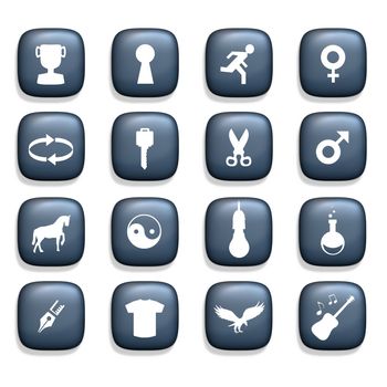 16 Various icons over a white background