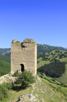 Image of Coltesti fortress.It was built in 13th century on a rocky height with two abrupt slopes in Transylvania,Romania.