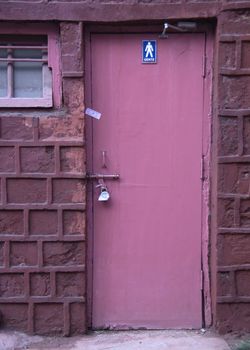 Pink painted door closed at this time.
