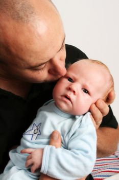 Father and Baby boy on a white background