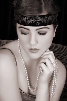 Beautiful young female in 1920 style attire