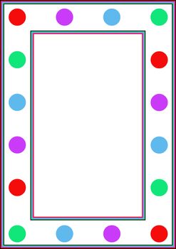 Colourful border or frame with dots and stripes