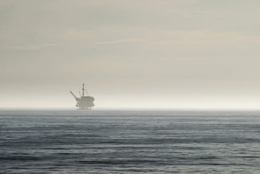 an offshore oil drilling platform, off the california coast