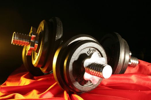 dumbbell with black heavy weights