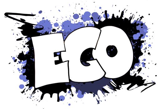 The word EGO as a grungy colorfully painting