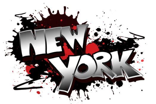 The word New York as a grungy colorfully painting