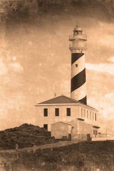 Retro look of light house menorca spain