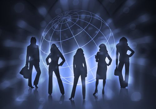 silhouettes of business women