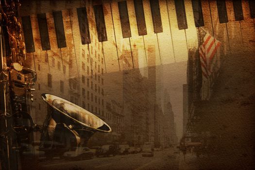 old historical new york background with broadway