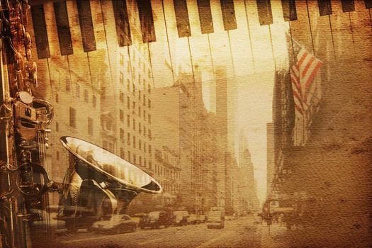 old historical new york background with broadway