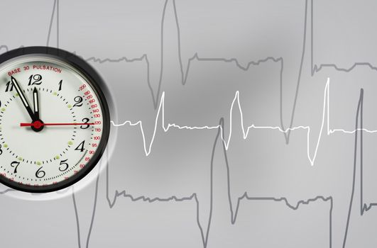 pulsation clock shows the time - five to twelve