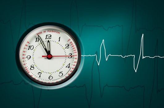 pulsation clock shows the time - five to twelve