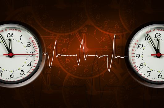 pulsation clock shows the time - five to twelve