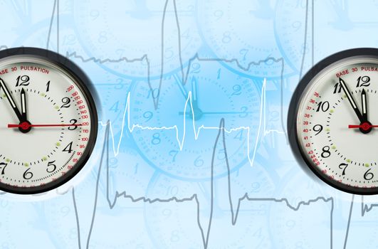 pulsation clock shows the time - five to twelve