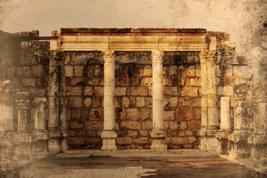 Retro look of the Orient - Synagogue of kapernaum