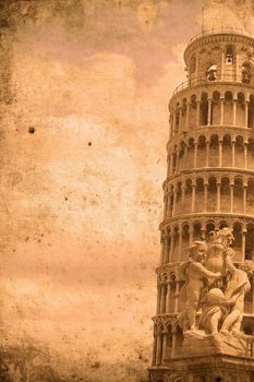 Retro look of the Tower of Pisa