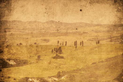 Retro look of the beautiful landscape of Tuscany
