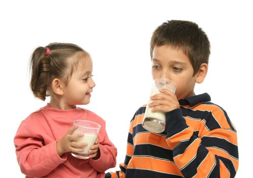 Children drinking milk together