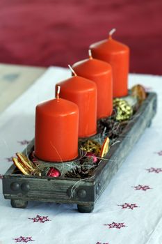 Four candles in the Christmas time advent