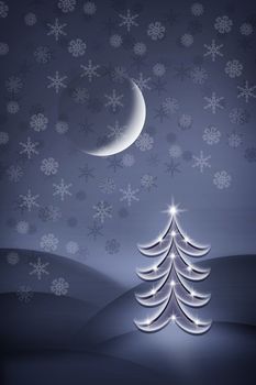 bright christmas tree in the dark night