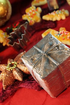 baked cookies and decoration for christmas time