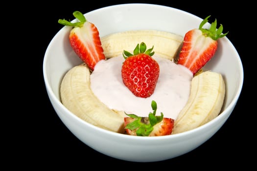 Picture of a healthy breakfast with fruits, musli, yoghurt