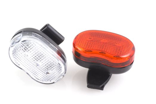 Bikers safety lights on a white background