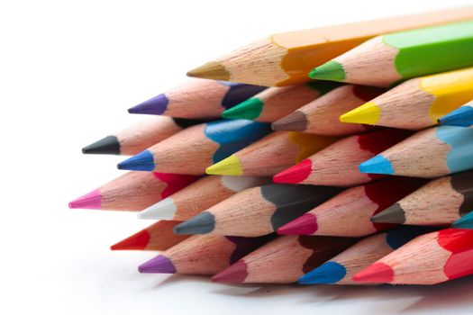 A stack of new, sharp color pencils