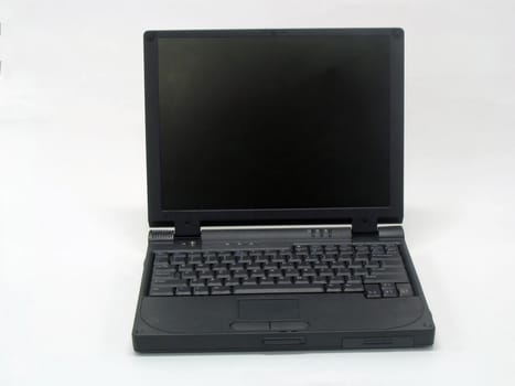 This is a picture of a black laptop personal computer isolated on a white background.