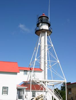 This is a side view of the lighthouse at Whitefish Point, Michigan, the area where the Edmund Fitzgerald was known to sink.