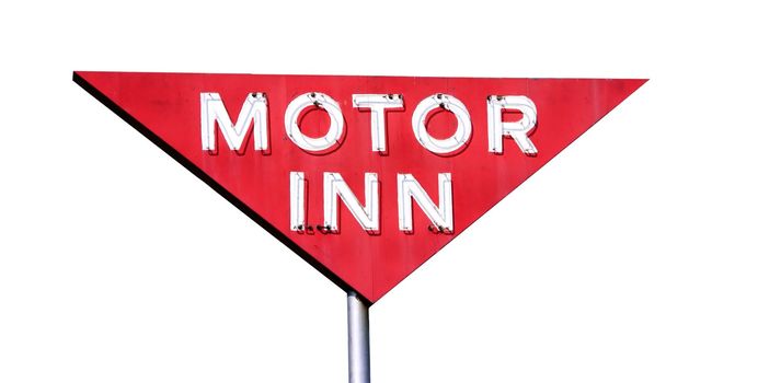 This is a retro sign for an old motor inn hotel motel isolated on white. 