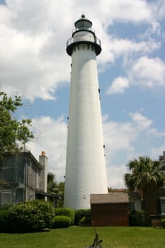 This is the side view of the lighthouse on St. Simons Island, Georgia viewing the shipping lanes of the Atlantic coast.
