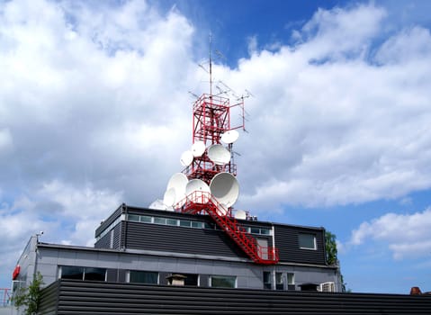 The equipment on a tower provides all kinds of communication on many kilometers